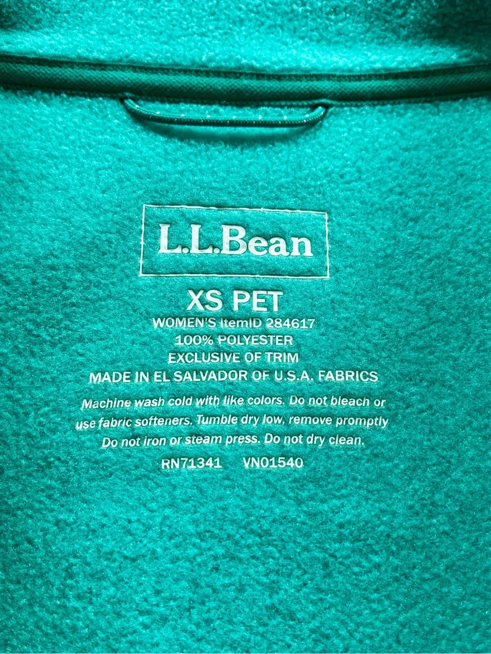 L.L. Bean Teal Green Fleece Vest - Picture 2 of 2